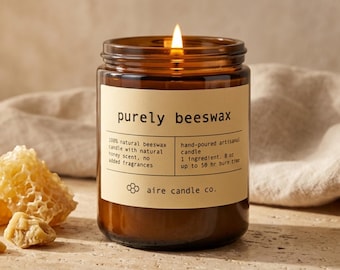 Pure Beeswax Candle: Unscented, Natural Honey Aroma, Clean Burning & Non-Toxic