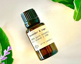 Lavender & Sage Essential Oil Blend | 100% Pure, All Natural, Undiluted Blend for Diffusers | Aromatherapy | High Quality Therapeutic Grade