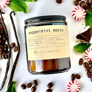 Peppermint Mocha Beeswax Candle: Essential Oil Scented, Non-Toxic, All Natural