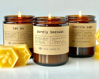 Beeswax Candles | 100% Pure Organic Beeswax and Pure Essential Oils | Non-Toxic, Renewable & Clean Burning | Handpoured in Cape Cod