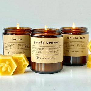 Beeswax Candles | 100% Pure Organic Beeswax and Pure Essential Oils | Non-Toxic, Renewable & Clean Burning | Handpoured in Cape Cod