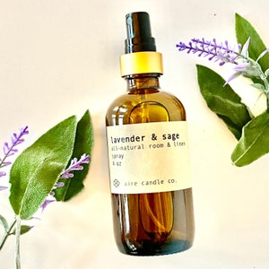 Lavender & Sage: Room + Linen Spray | All Natural Fabric Freshener | Bathroom and Shower Spray | Aromatherapeutic Refresher, Spritzer, Mist