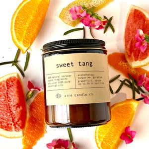 Sweet Tang Beeswax Candle: Scented with Tropical & Citrus Essential Oils, Non-Toxic, All Natural