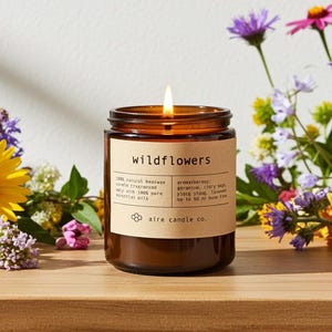 Wildflowers Beeswax Candle: Essential Oil Scented, Non-Toxic, All Natural