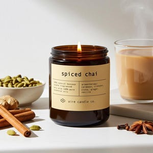 Vela de cera de abeja con aroma a chai especiado: Perfumada con aceites esenciales, no tóxica, totalmente natural.