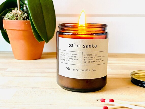 Palo Santo 100% Pure Beeswax & Pure Essential Oils Candle: Palo