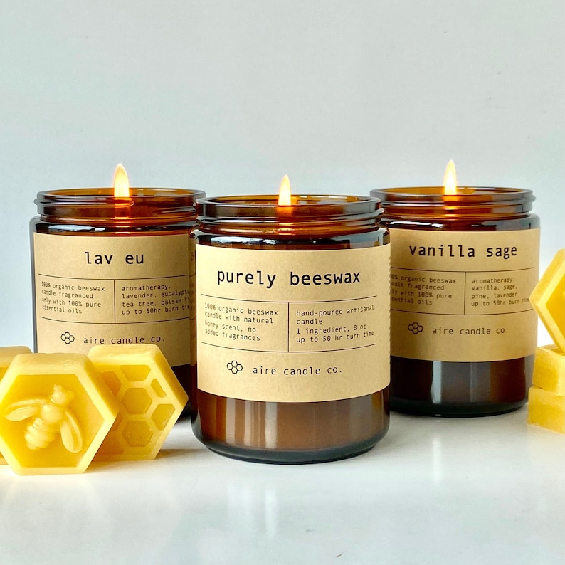 Beeswax Candles | 100% Pure Organic Beeswax and Pure Essential Oils | Non-Toxic, Renewable & Clean Burning | Handpoured in Cape Cod