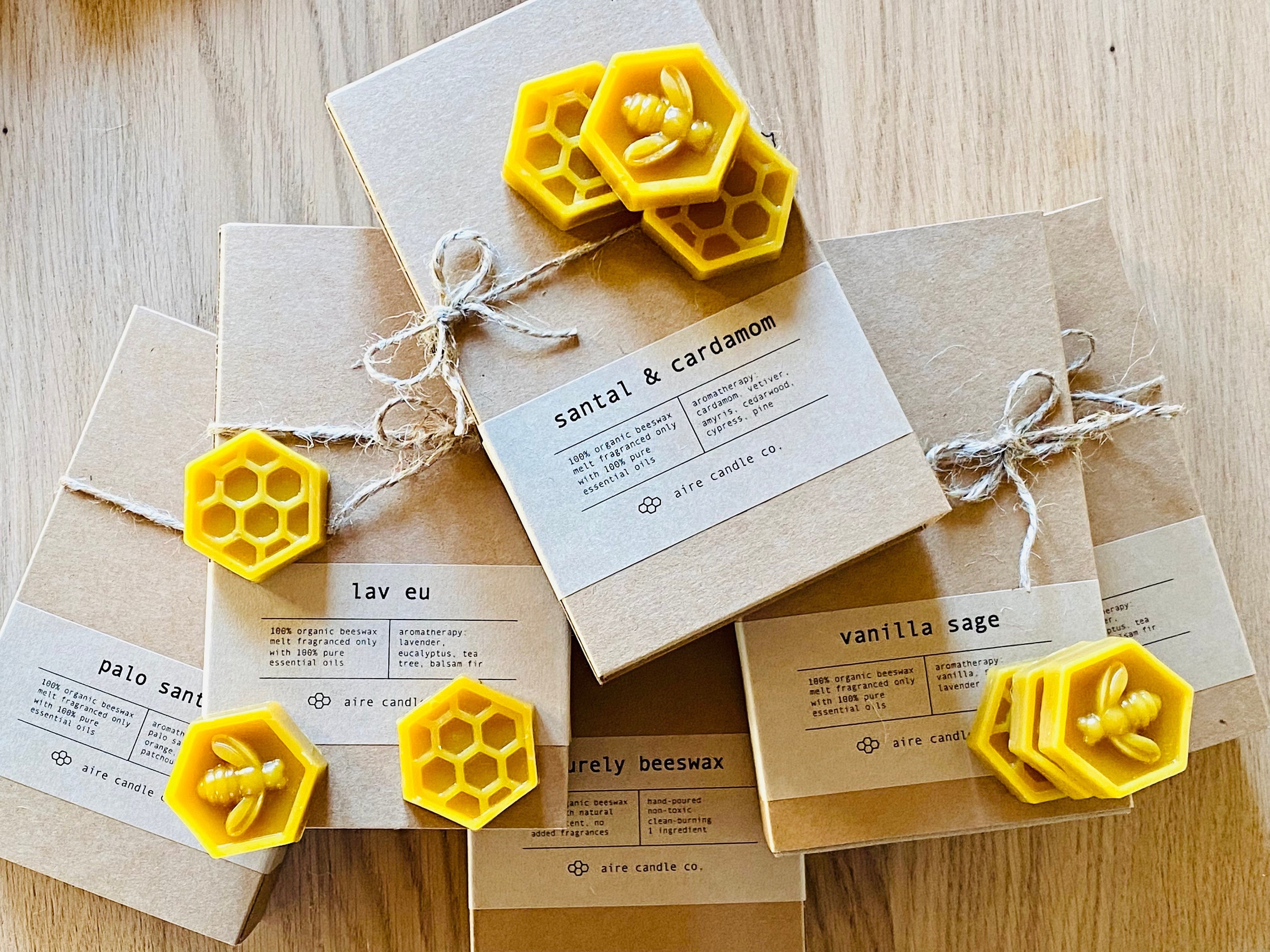 Pure organic Beeswax melts made with local Georgia beeswax in a