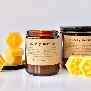 Purely Beeswax 100% Pure Beeswax Candle Unscented 1 Single Ingredient: Only Natural Beeswax & Cotton Wick Non-Toxic Clean-Burning image 6