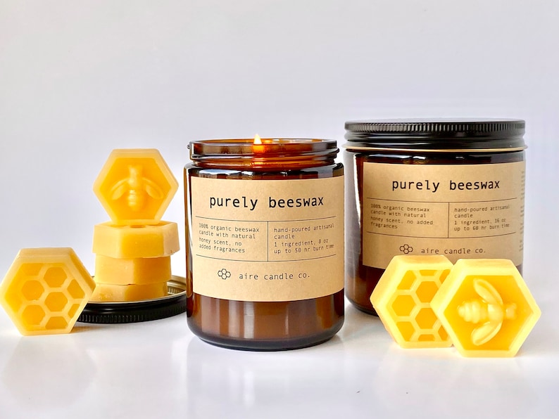 Purely Beeswax 100% Pure Beeswax Candle Unscented 1 Single Ingredient: Only Natural Beeswax & Cotton Wick Non-Toxic Clean-Burning image 6