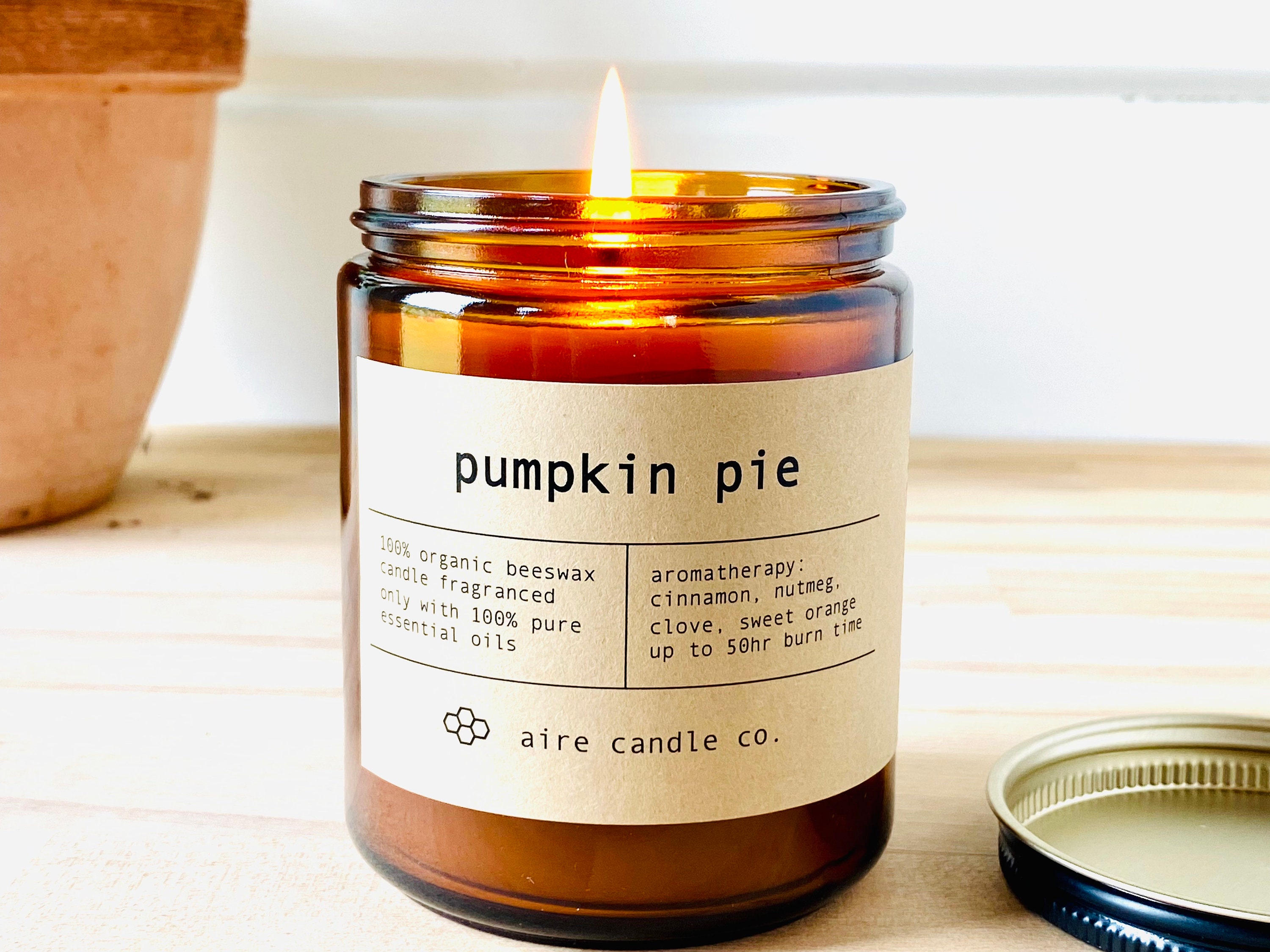 Pumpkin Pie Beeswax Candle 100 Pure Beeswax & Essential Etsy