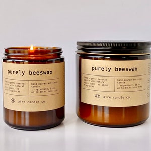 Purely Beeswax 100% Pure Beeswax Candle Unscented 1 Single Ingredient: Only Natural Beeswax & Cotton Wick Non-Toxic Clean-Burning image 4