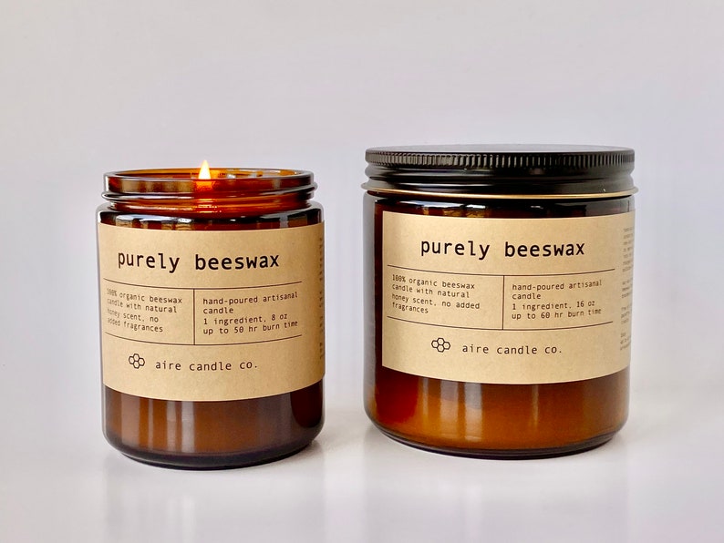 Purely Beeswax 100% Pure Beeswax Candle Unscented 1 Single Ingredient: Only Natural Beeswax & Cotton Wick Non-Toxic Clean-Burning image 4