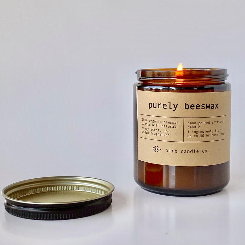 Purely Beeswax 100% Pure Beeswax Candle Unscented 1 Single Ingredient: Only Natural Beeswax & Cotton Wick Non-Toxic Clean-Burning image 3