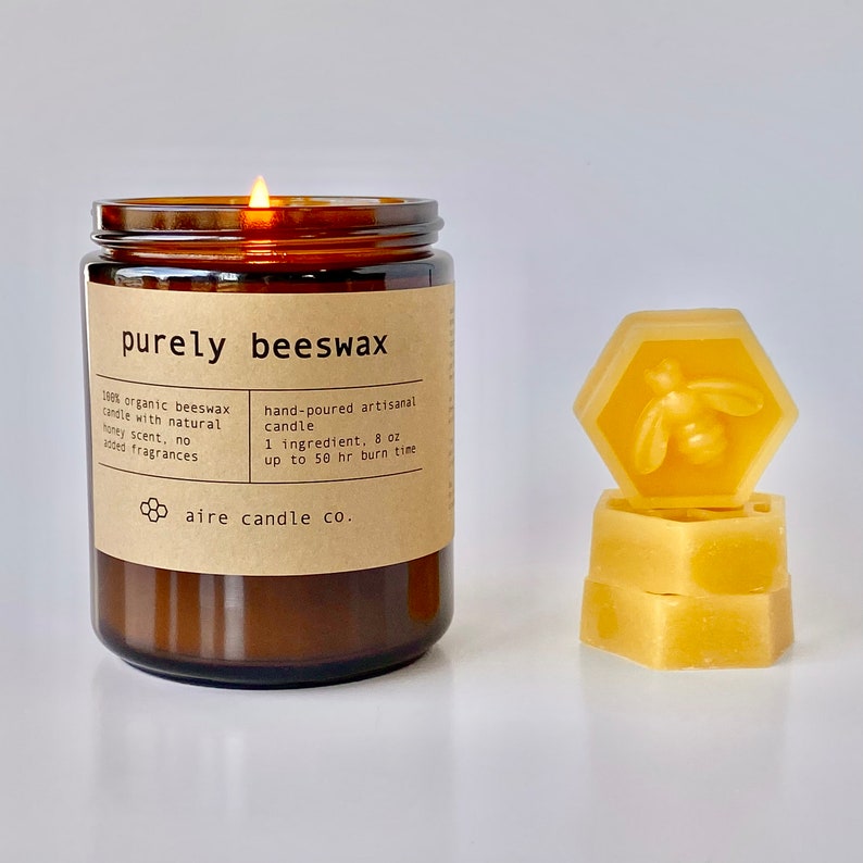 Purely Beeswax 100% Pure Beeswax Candle Unscented 1 Single Ingredient: Only Natural Beeswax & Cotton Wick Non-Toxic Clean-Burning image 8