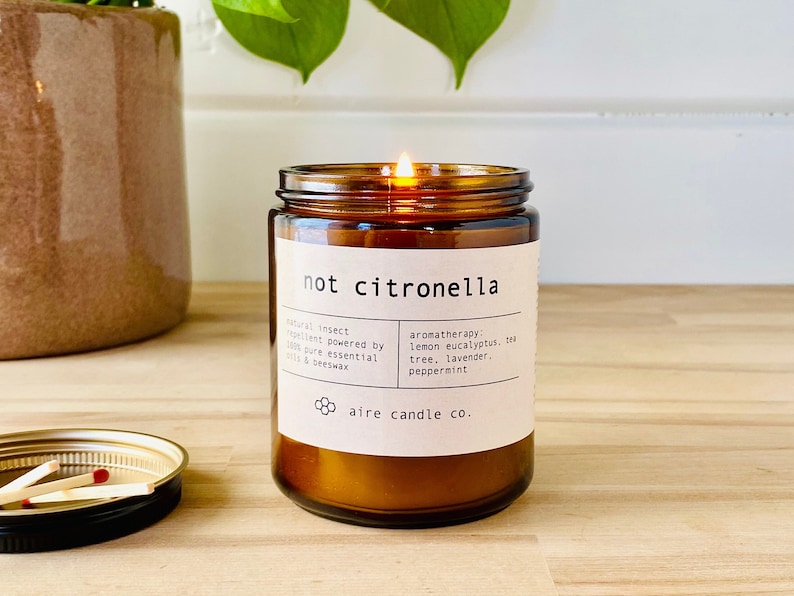 Not Citronella Real Insect Repellent Candle: 100% Pure Beeswax w/ Pure Essential Oils Lemon Eucalyptus, Tea Tree, Lavender, Peppermint image 1