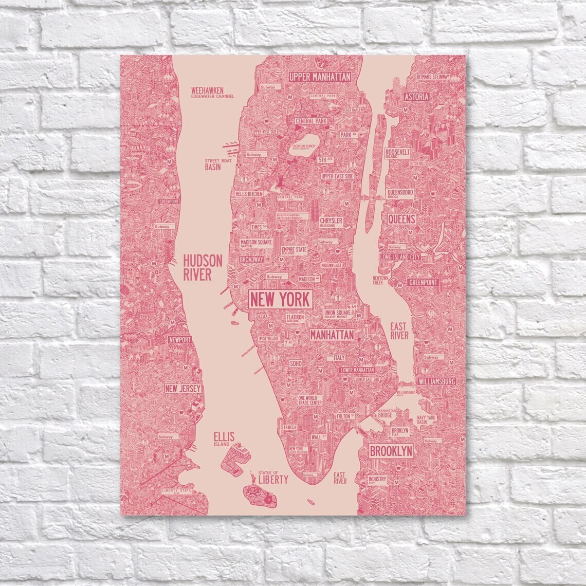 New York City Map NYC Poster Print Map New York City Poster Etsy