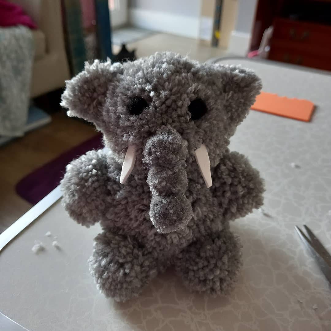 Pom pom Elephant animal Teddy ornament office use nursery Etsy