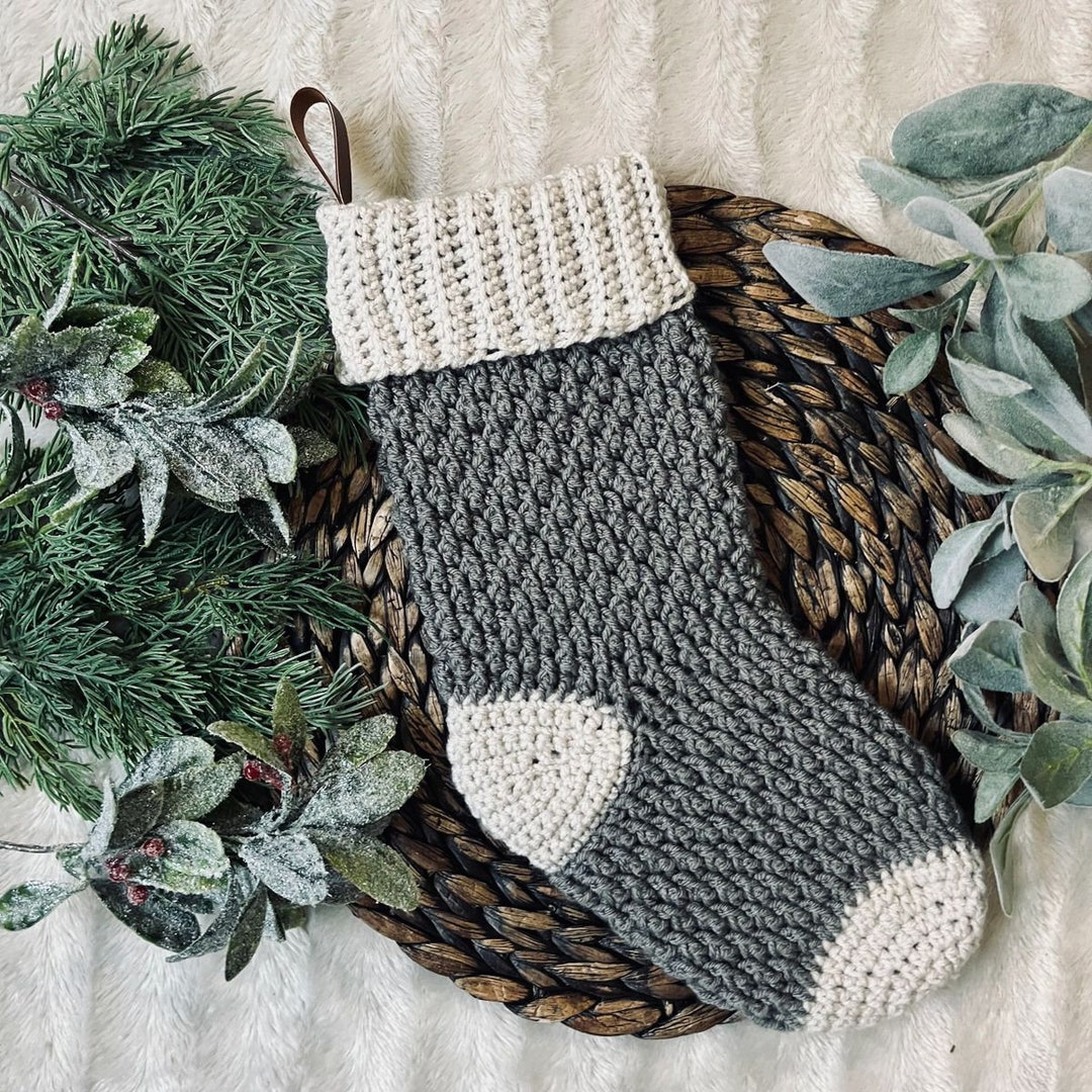 Gray Farmhouse Handmade Stocking, Rustic Christmas Decor, Christmas ...