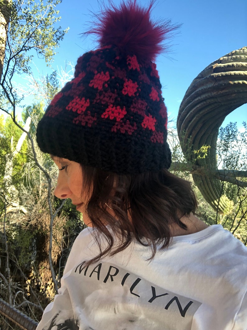 Buffalo Plaid Beanie Women's Winter Hat 