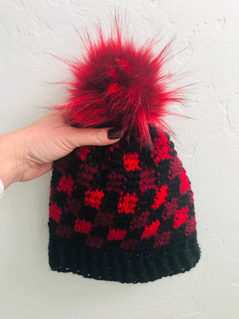 Buffalo Plaid Beanie Women's Winter Hat 