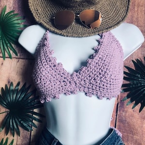 Lilac handmade crochet bikini top, swimsuit top, crochet bikini top, festival top, cotton bikini top, summer crochet top, crochet bralette