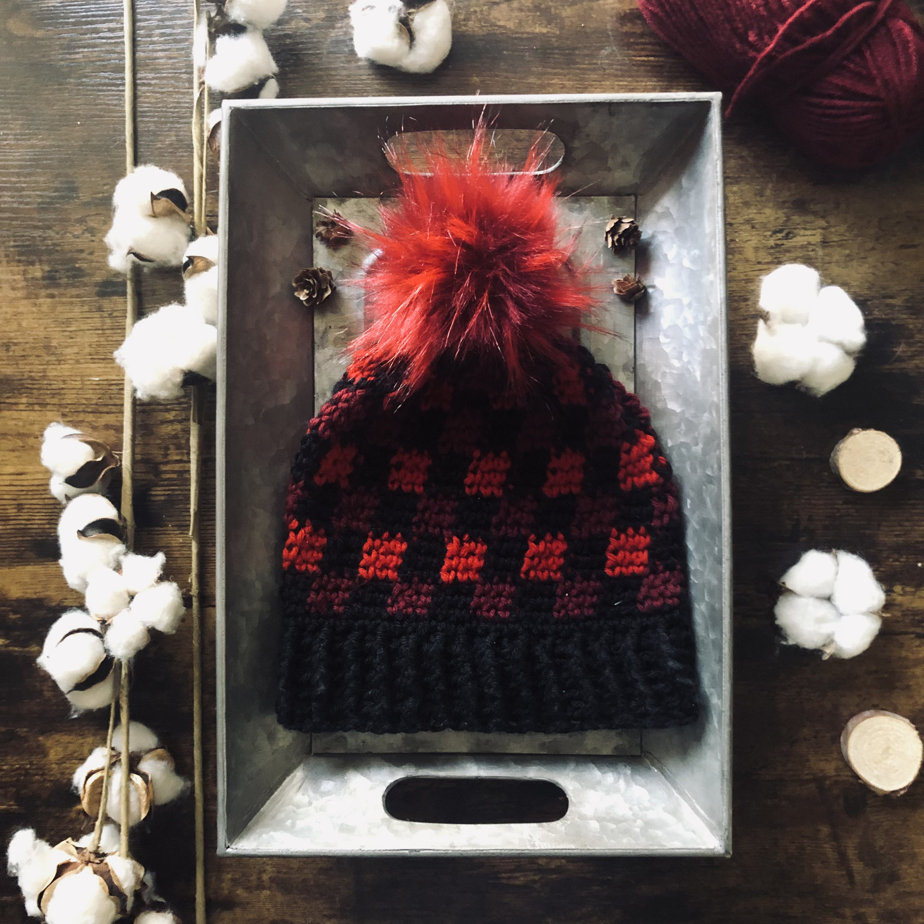 Buffalo Plaid Beanie Women's Winter Hat 