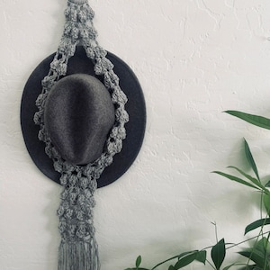 Gray Bohemian Hat Hanger, hat storage, hat rack, functional wall art, boho home decor, housewarming gifts, mothers day gift, hat rack
