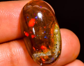 Ethiopian Opal with matrix Oval Shape Cabochon Loose Gemstone For Making Jewelry 14 Ct. 22X12X8 mm Y-7824