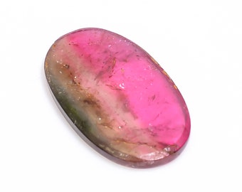 Natural Watermelon Tourmaline Oval Shape Slice Loose Gemstone For Making Jewelry 3.5 Ct. 17X9X2 mm Y-7800