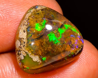 Ethiopian Opal with matrix Trillion Shape Cabochon Loose Gemstone For Making Jewelry 7.5 Ct. 14X14X7 mm Y-7854