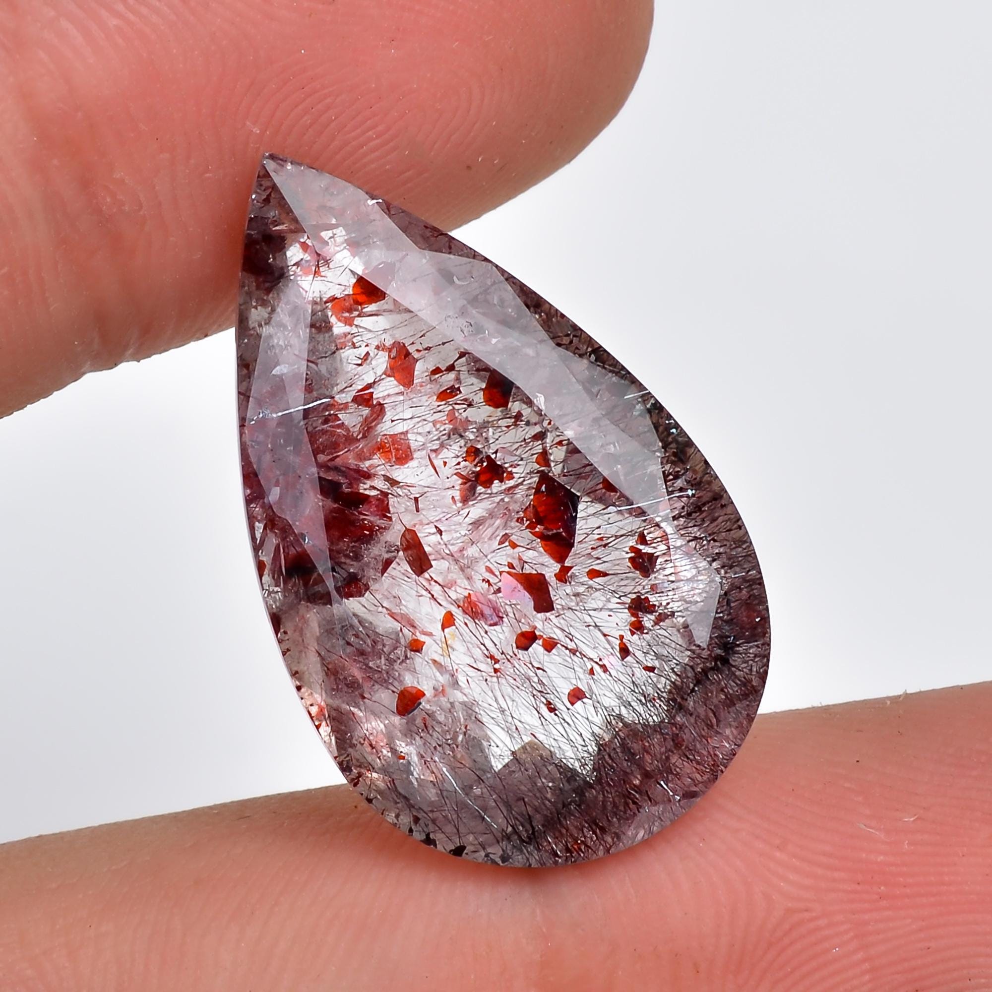 Natural Elestial Quartz Pear Shape Faceted Loose Gemstone for Making ...