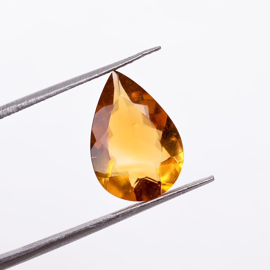 シトリン ペアシェイプカットストーン 天然ルースジェムストーン 1個