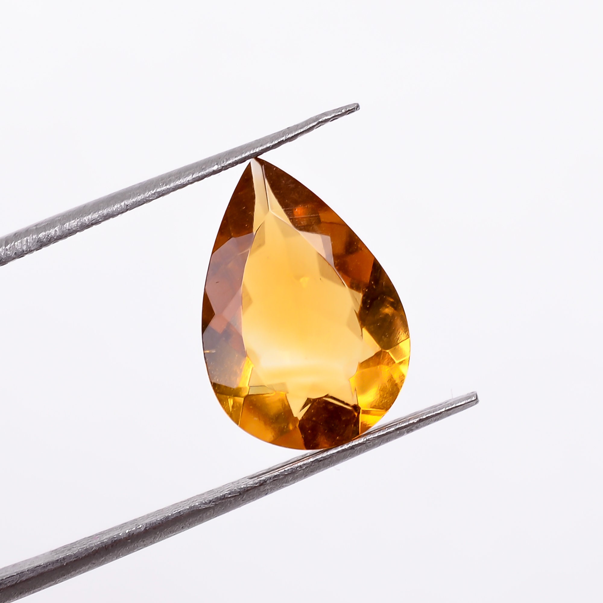 シトリン ペアシェイプカットストーン 天然ルースジェムストーン 1個