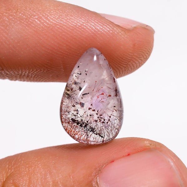 Super seven (elestial) Quartz Pear Shape Cabochon natural loose gemstone For Making Jewelry 5 Ct. 15X10X5 mm Y-5529