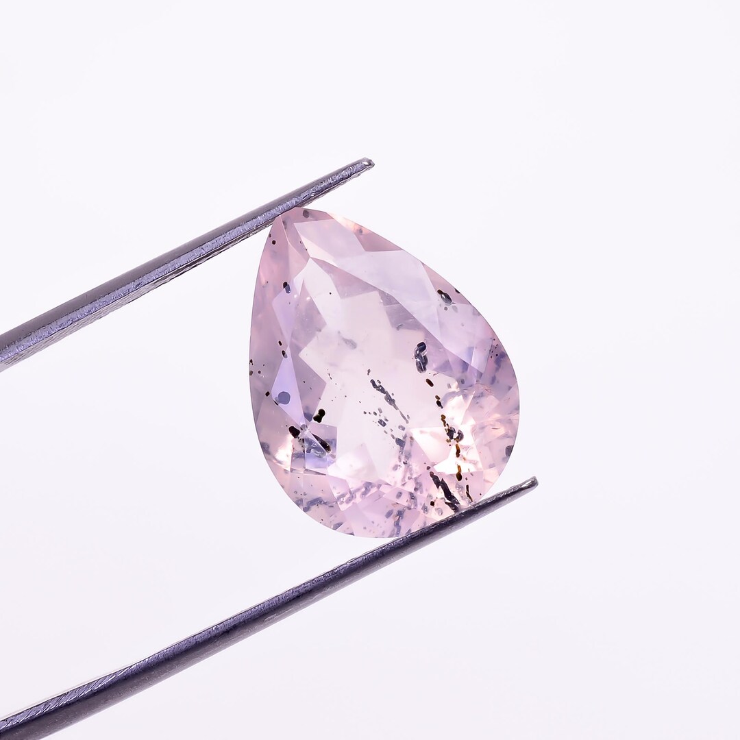 Pink Quartz With Hematite Inclusions Pear Shape Cut Stone Stone 8.5 Ct ...