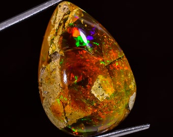 Ethiopian Opal with matrix Pear Shape Cabochon Loose Gemstone For Making Jewelry 23 Ct. 27X19X9 mm Y-7845