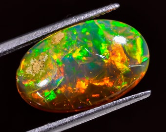 Ethiopian Opal with matrix Oval Shape Cabochon Loose Gemstone For Making Jewelry 4.5 Ct. 17X11X4 mm Y-7836