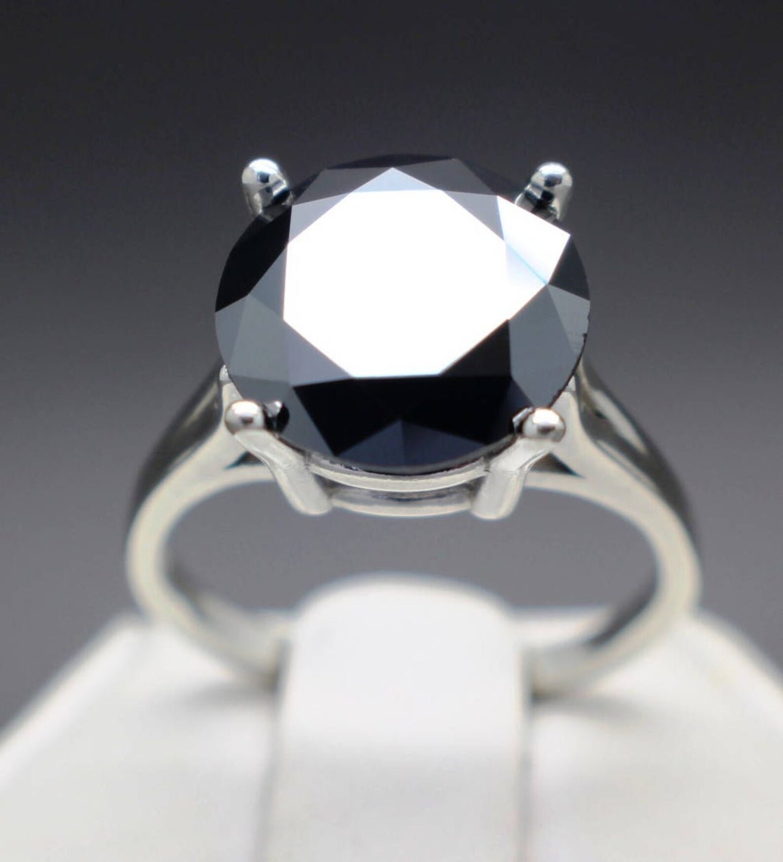 5 Ct Black Diamond Ring in 925 Sterling Silver With Etsy