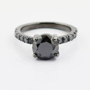 5 Ct Black Diamond Ring In Black Gold Finish Quality AAA Certified ! Anniversary Gift, Birthday Gift