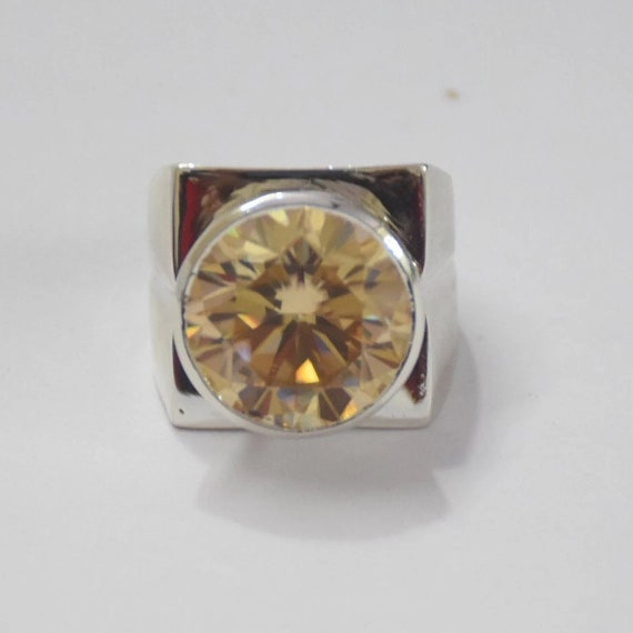 12 Ct Champagne Diamond Ring for Men s Heavy Ring Great Shine and