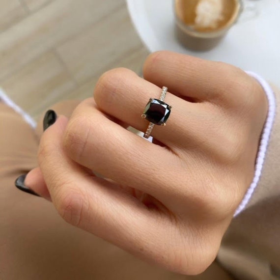 Light Stainless Steel Rings for Girls/Women Cool Simple Band 6MM Width/ Black  Ring