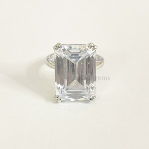 9 Ct White Diamond Ring Emerald Cut Great Shine And Luster Clarity Certified ! Gift for partner, Anniversary gift