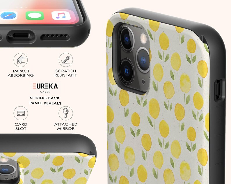iPhone 12 Mini iPhone 11 Pro Max Available for iPhone 12 Pro Max iPhone SE 12 Pro Summer Lemons CARD+MIRROR Premium iPhone Case