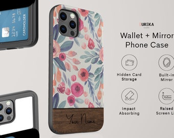 Fresh Dew WALLET + MIRROR Floral Case | Available for Apple iPhone 12 Pro Max, 12 Pro, iPhone 12 Mini, iPhone 11 Pro Max, 11 Pro, SE, SE2