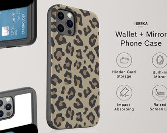 Leopard Print WALLET + MIRROR Case | Available for Apple iPhone 12 Pro Max, 12 Pro, iPhone 12 Mini, iPhone 11 Pro Max, 11 Pro, SE, SE2