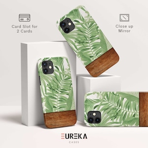 Tropical Leaves WALLET + MIRROR Case | Available for Apple iPhone 12 Pro Max, 12 Pro, iPhone 12 Mini, iPhone 11 Pro Max, 11 Pro, SE, SE2