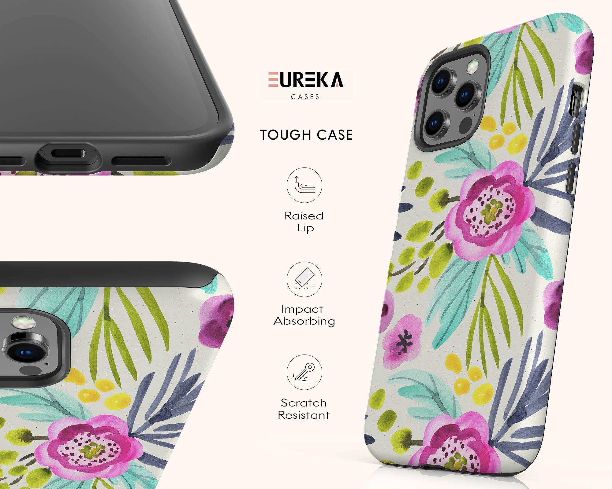 Dark Violet Na\u00efve Pattern Fully Printed Tough Phone Case