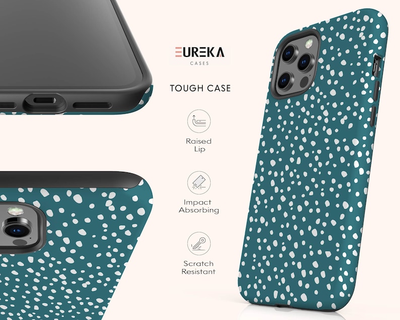 Teal Dots TOUGH iPhone Case Available for iPhone 12 Pro Max 12 Pro iPhone SE 7 iPhone 11 Pro Max iPhone 12 Mini 8 Plus XS Max