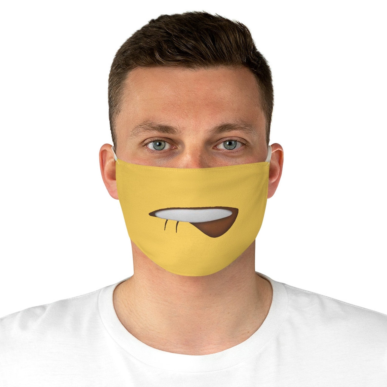 Lip bite emoji face mask | Etsy